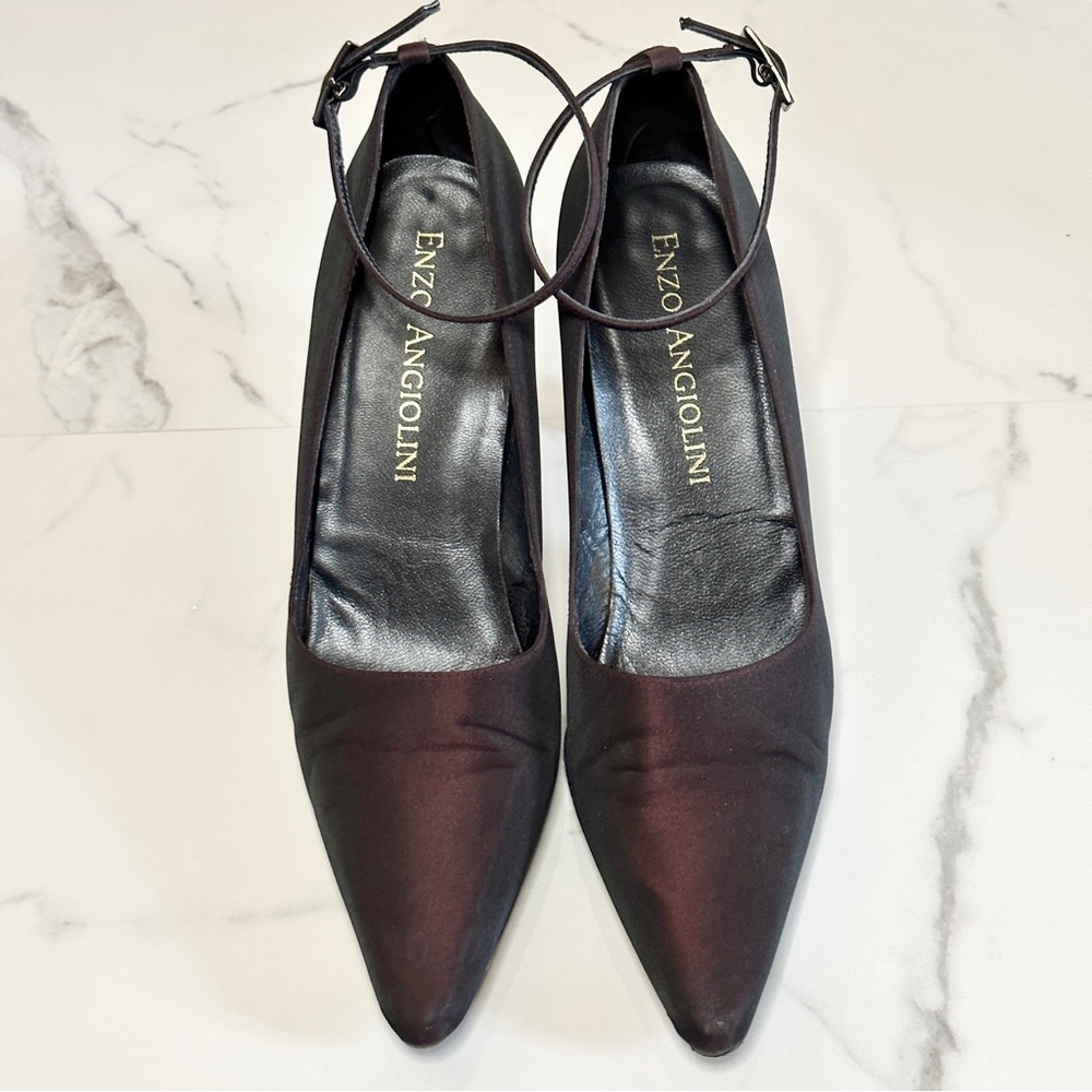 Enzo Angiolini Pump 10N Ankle Strap Pointy Toe Fabric